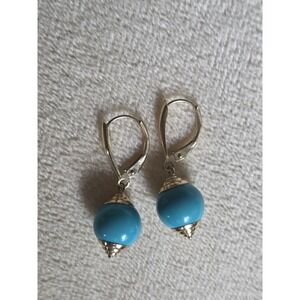 ZB ZIMMER BROS Designer 14K Gold Earrings Turquoise Beaded Dangle